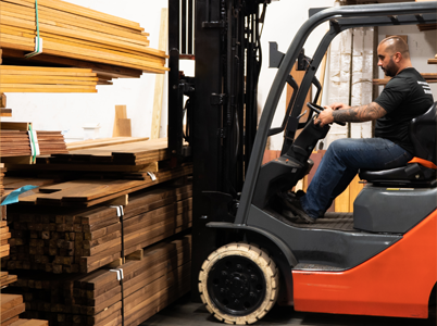 Forklift Moving Garapa Decking